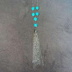 Turquoise style earring and necklace set. Nickel and lead free.